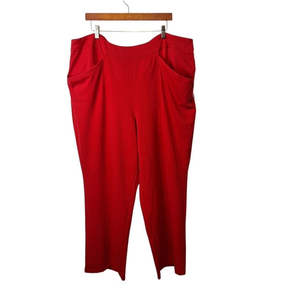 Est 1946 Cato Womens 26/28W Ponte Knit Pants Pull On Red Pockets Dress Holiday